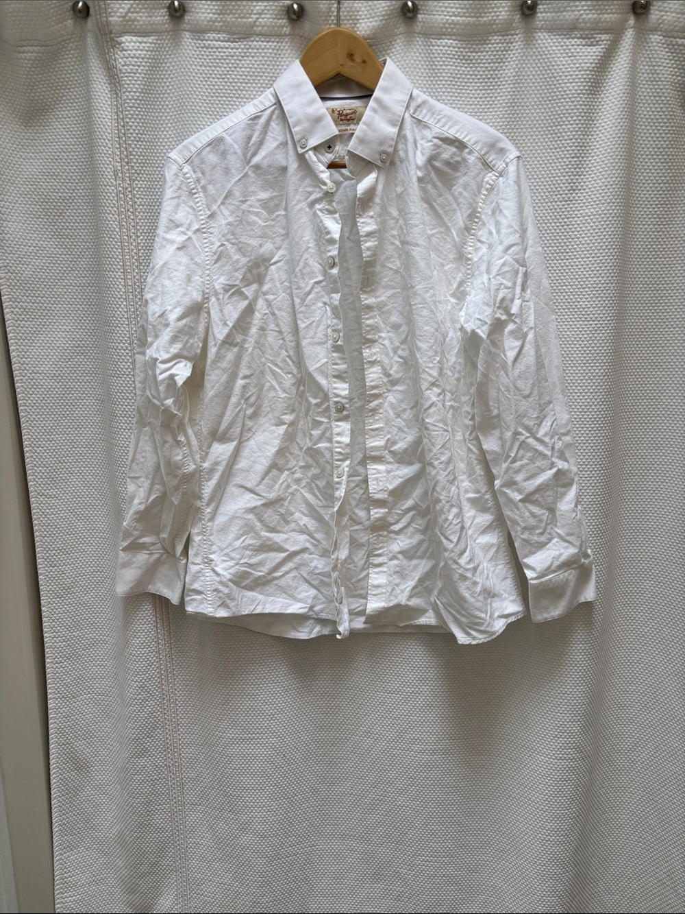 Original Penguin White Button-Down Shirt with Navy Trim
